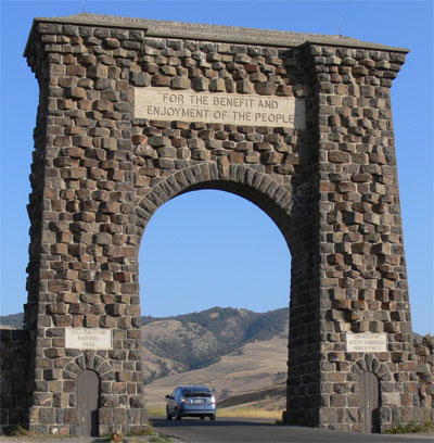 Entrance arch at north entrance to Yellowstone