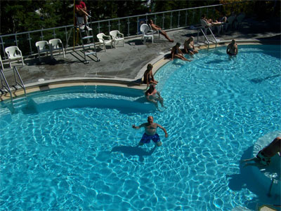 John swimming in the Banff Hot Springs 