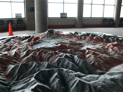 Model of flow of landslide done with LEDs 