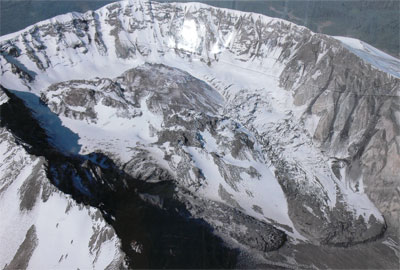 Exhibit photo of glaciers within St. Helens - Winter 