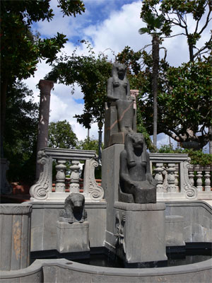 Egyptian statue in garden