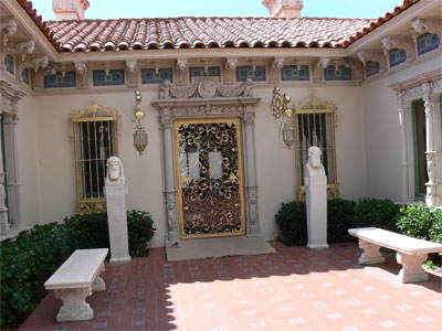 Ornamental iron work on door