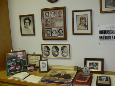 The side table in Dr. McGee's office 