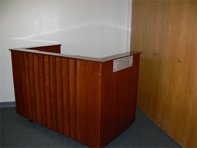 Dr. McGee&rsquo;s original pulpit which he preached from at Church of the Open Door. The pulpit was donated to Dr. McGee just before they tore down the building.