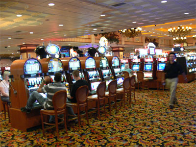 One-armed bandits everywhere. Evrywhere you go there is this hypnotic music playing in the background. 