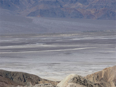 View of distant Death Valley lakebed 